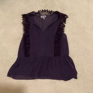 Chelsea28 Black Lace Trim Blouse